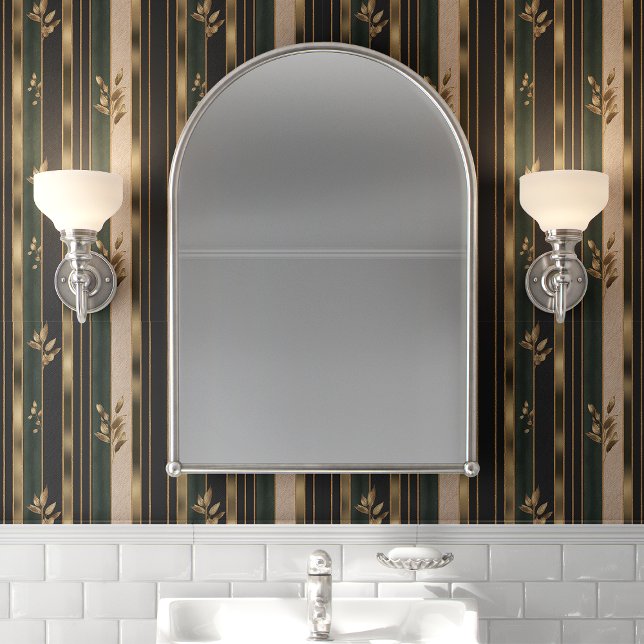 Green und Gold Art Deco Floral Strip Tapete (Von Creator hochgeladen)