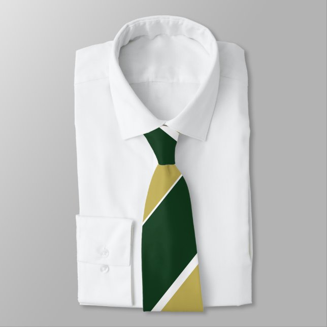 Green und Gold breiter Regimentstreifen Krawatte (Gebunden)