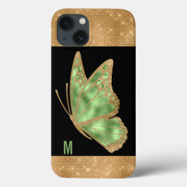 Green und Gold Butterfly Mit Monogramm Case-Mate iPhone Hülle