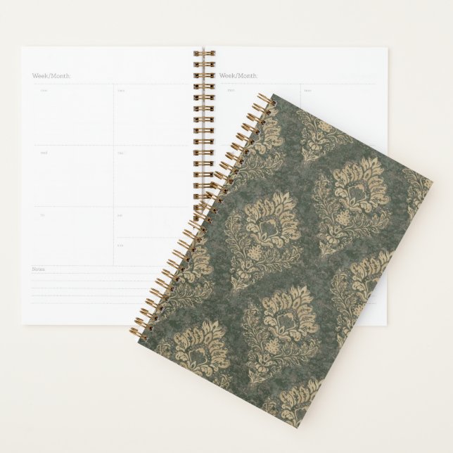 Green und Gold Damask Großdrucke Planer (Anzeige)