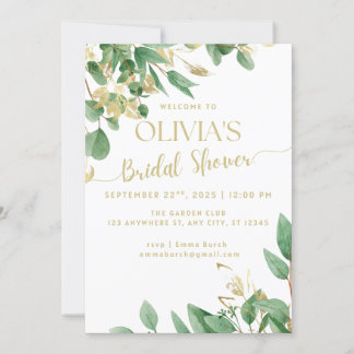 Green und Gold Eucalyptus Brautparty laden ein Einladung