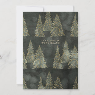 Green und Gold Evergreen Trees Winter Wonderland Feiertagskarte