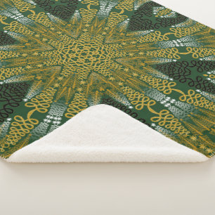 Green und Gold Geo Energy Mandala Sherpa Blanket Sherpadecke