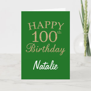 Green und Gold Glitzer 100. Geburtstagskarte Karte