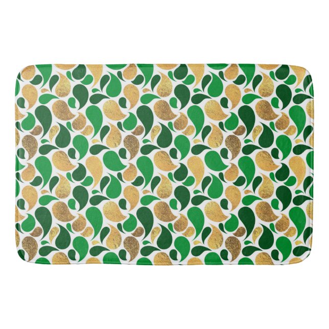 Green und Gold Glitzer Festive Pattern Fusion Badematte (Vorderseite)