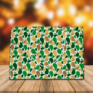 Green und Gold Glitzer Festive Pattern Fusion Große Geschenktüte