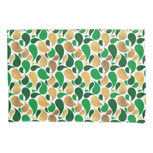 Green und Gold Glitzer Festive Pattern Fusion Kissenbezug (Vorderseite)