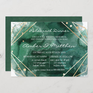 Green und Gold Glitzer Probe Dinner Einladung