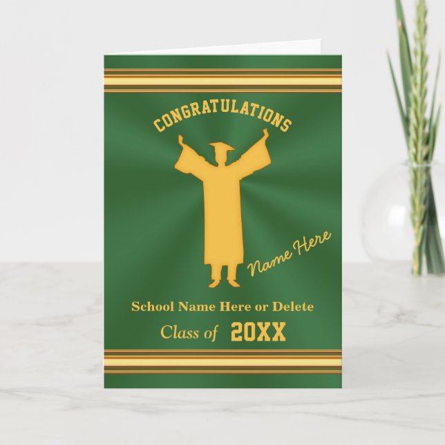 Green und Gold High School Abschluss Cards Karte (Vorderseite)
