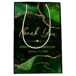 Green und Gold Imitate Glitzer Agate Birthday Mittlere Geschenktüte