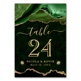 Green und Gold Imitate Glitzer Agate Wedding Tischnummer
