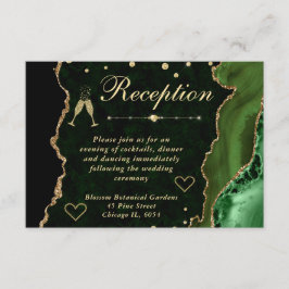 Green und Gold Imitats Glitzer Agate Empfang Begleitkarte