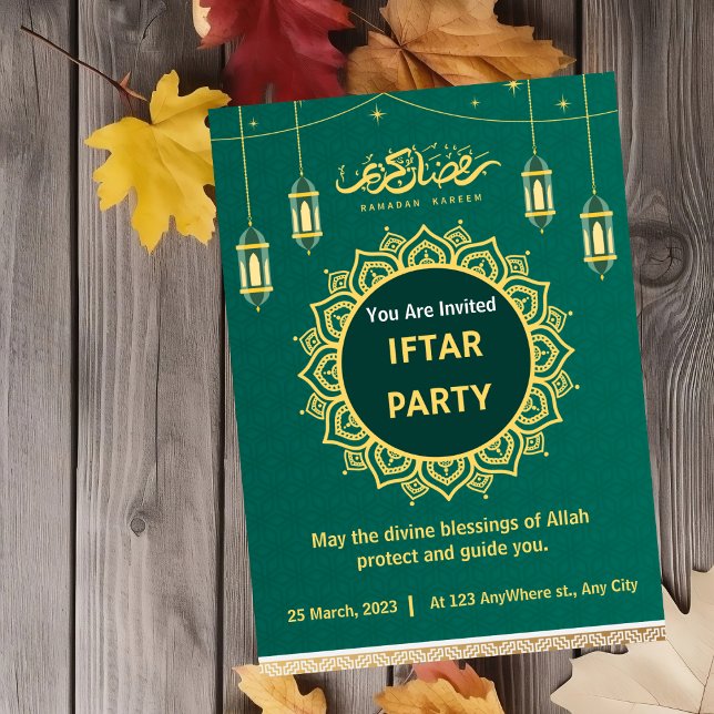 Green und Gold Islamisches Muster Iftar-Party Einladung (Von Creator hochgeladen)