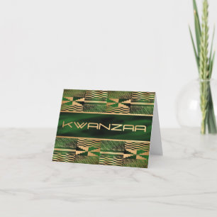 Green und Gold Kente Print "Happy Kwanzaa" Karte