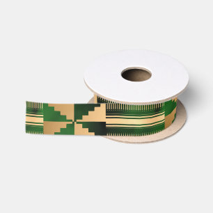 Green und Gold Kente Print Satinband