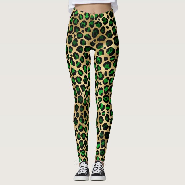 Green und Gold Leopard Leggings (Vorderseite)