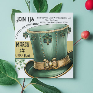 Green und Gold Leprechaun Top Hat St Paddy's Day Einladung