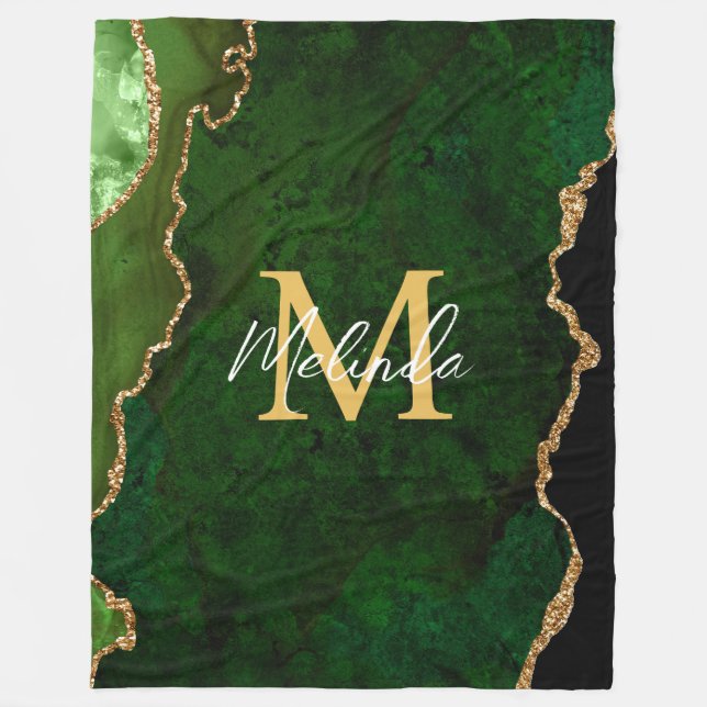 Green und Gold-Marmor Agate Fleecedecke (Vorderseite)