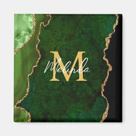 Green und Gold-Marmor Agate Magnet