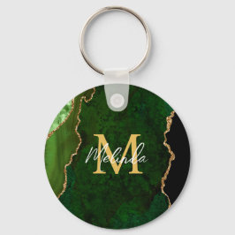 Green und Gold-Marmor Agate Schlüsselanhänger