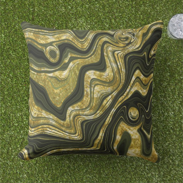 Green und Gold Marmor Look Muster Kissen (Gras)