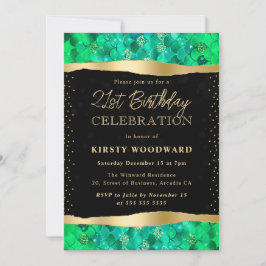 Green und Gold Mermaid Scales 21. Geburtstag Einladung