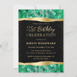 Green und Gold Mermaid Scales 21. Geburtstag Einladung