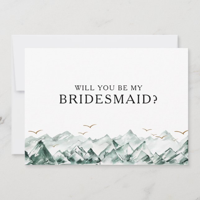 Green und Gold Mountain Bridesmaid - Vorschlagskar Einladung (Vorderseite)