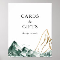 Green und Gold Mountain Cards und Gifts-Zeichen
