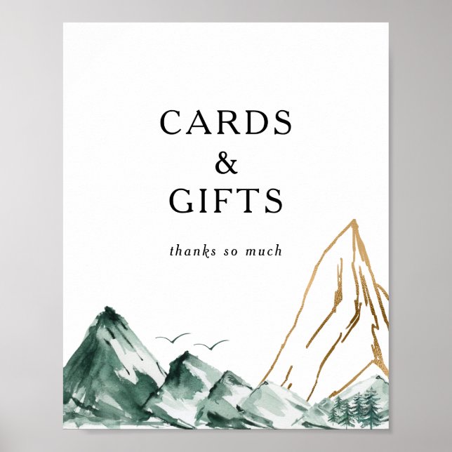 Green und Gold Mountain Cards und Gifts-Zeichen Poster (Vorne)