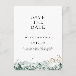 Green und Gold Mountain Save the Date Postcard Einladungspostkarte