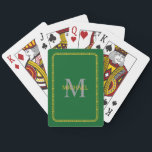 Green und Gold Personalisiert Monogramm und Name Spielkarten<br><div class="desc">Green und Gold Personalisierte Monogram und Name Bicycle Playing Cards</div>