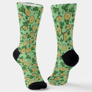 Green und Gold St Patrick's Lucky You Kleeblatt Socken