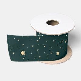Green und Gold Starry Night Pattern Weihnachten Satinband