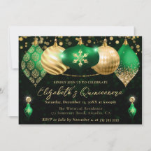 Green und Gold Weihnachtsbaubles Quinceanera