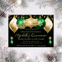 Green und Gold Weihnachtsbaubles Quinceanera