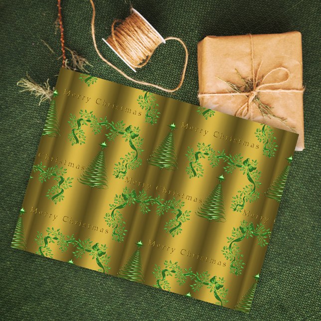 Green und Gold Weihnachtsmagie Seidenpapier (Von Creator hochgeladen)