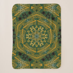 Green und Gold Xmas Tree Geometric Mandala Sherpadecke