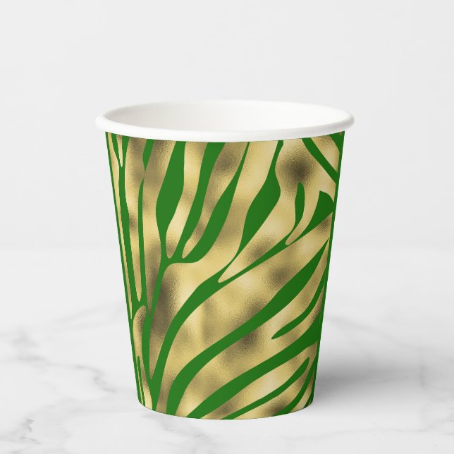 Green und Gold Zebra Festive Pappbecher (Vorderseite)