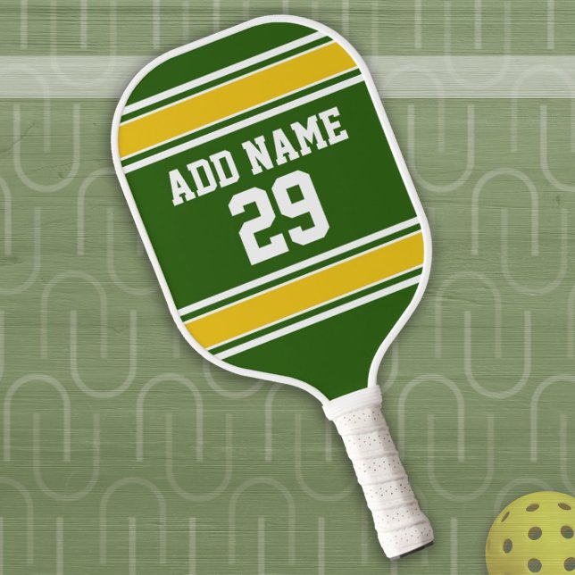 Green und Golden Yellow Sport Jersey - Name Number Pickleball Schläger (Von Creator hochgeladen)