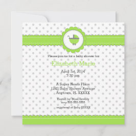 Green und Gray Polka Dot Baby Dusche Einladung