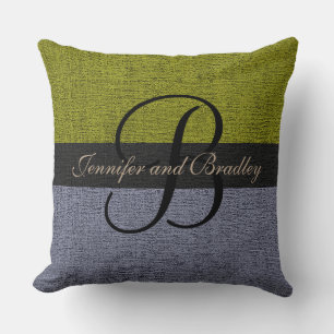 Green und Grey Elegant Monogram Wedding Kissen