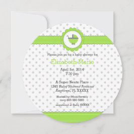 Green und Grey Polka Dots Baby Dusche Einladung