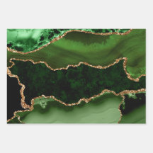 Green und Imitate Gold Glitzer Marble Agate