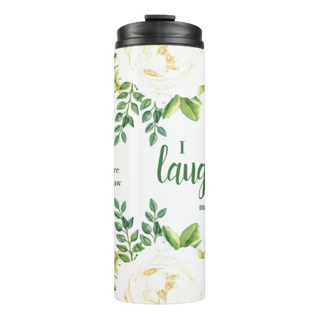 Green und Ivory Sister in Laugh Funny Zitat Thermosbecher (Vorderseite)