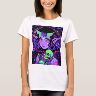 Green und Lila Alien Elf Anime Girl T-Shirt