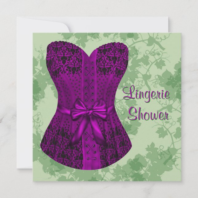 Green und Lila Corset Brautparty Einladung (Vorderseite)