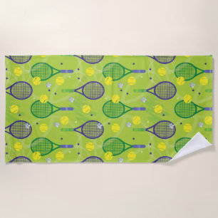 💚 💜 Green und lila Tennisschläger Strandtuch