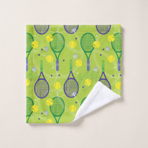 💚 💜 Green und lila Tennisschläger Waschlappen