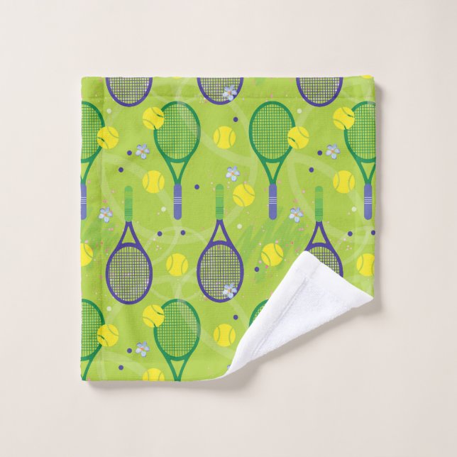 💚 💜 Green und lila Tennisschläger Waschlappen (Waschlappen)